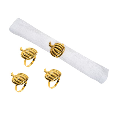 Gold Pumpkin Napkin Ring, Set of 4