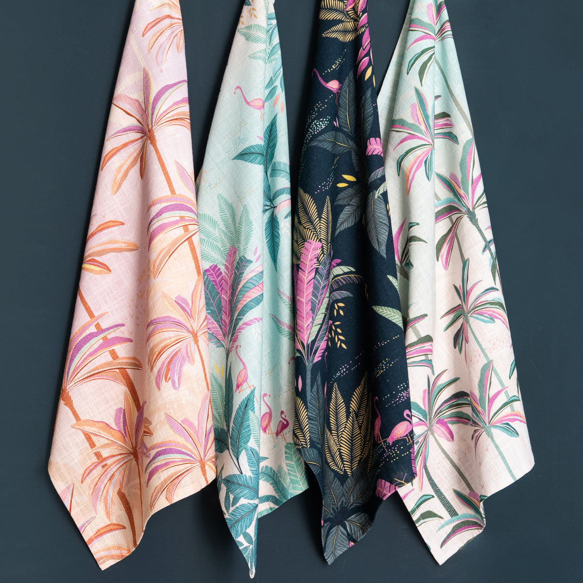 A pink palms screen printed towel.