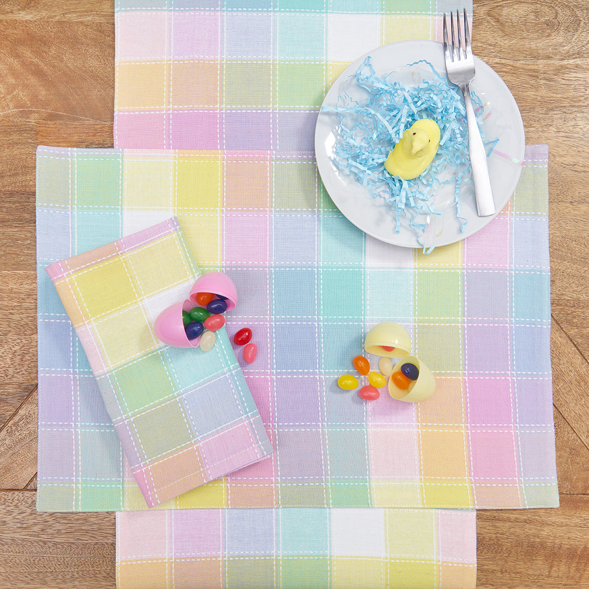 Hana Color Block Plaid Table Linens