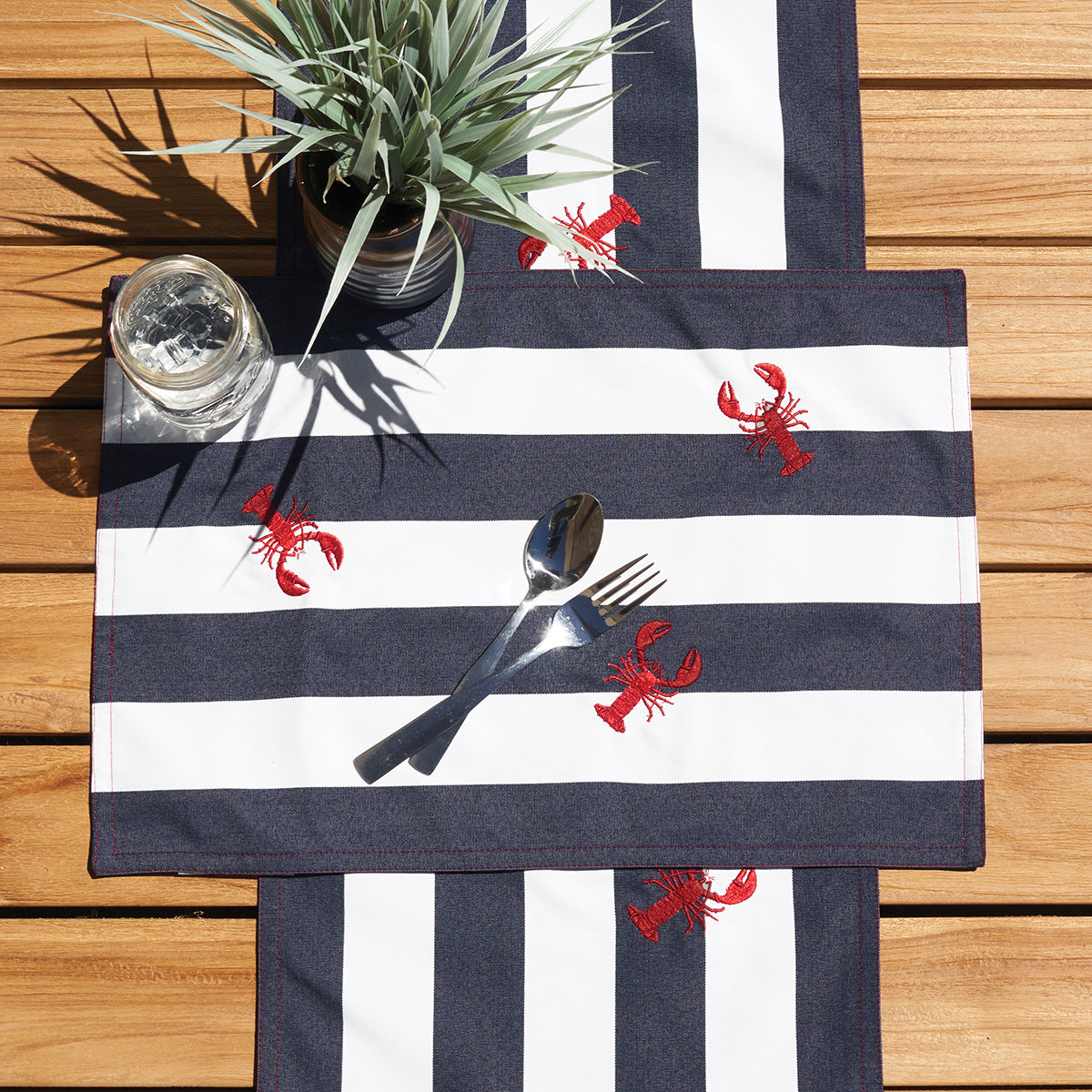 Lobster Stripe Outdoor Table Linens