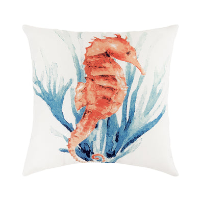 watercolor style seahorse on an indoor outdoor pillow