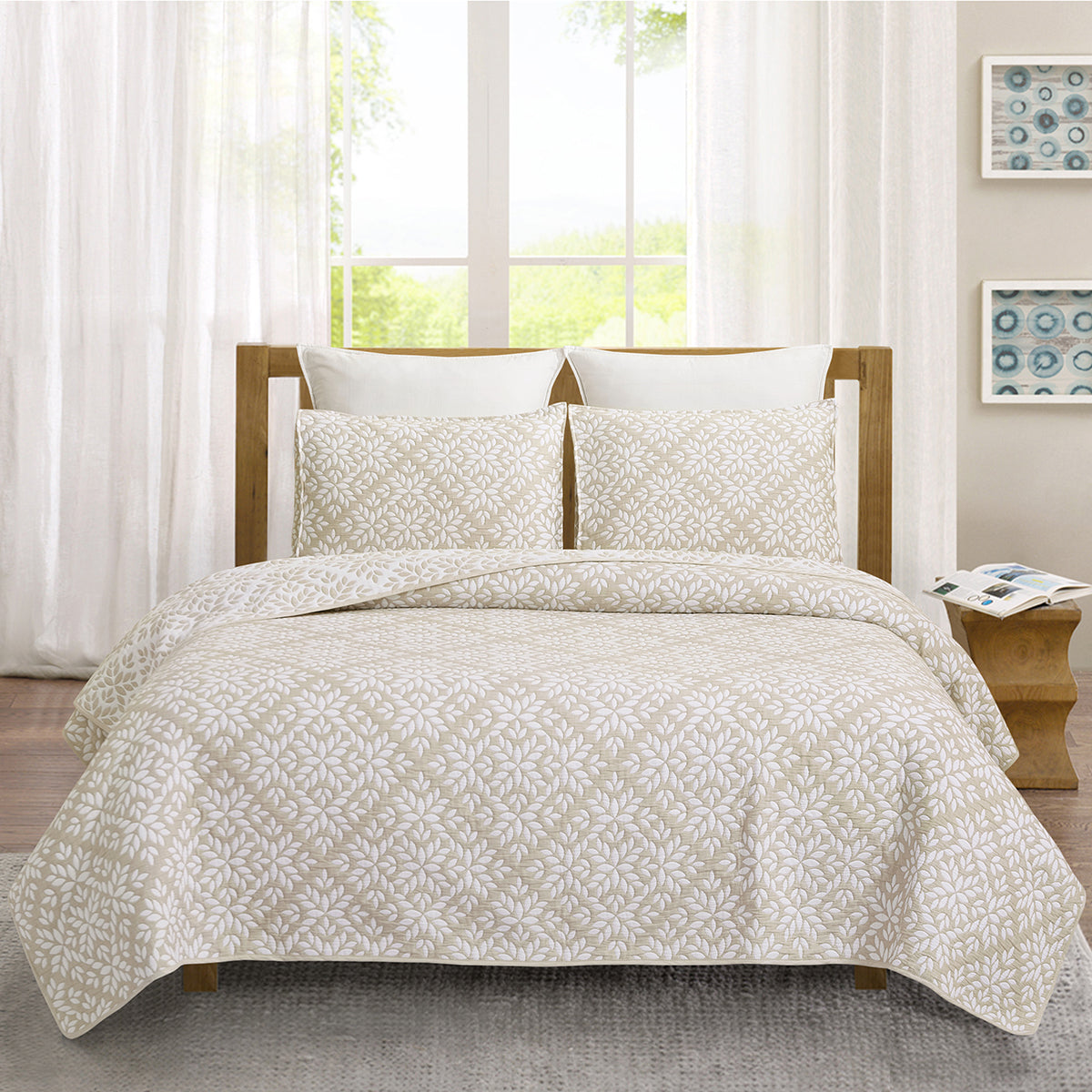 Natural Leaves Coverlet Set