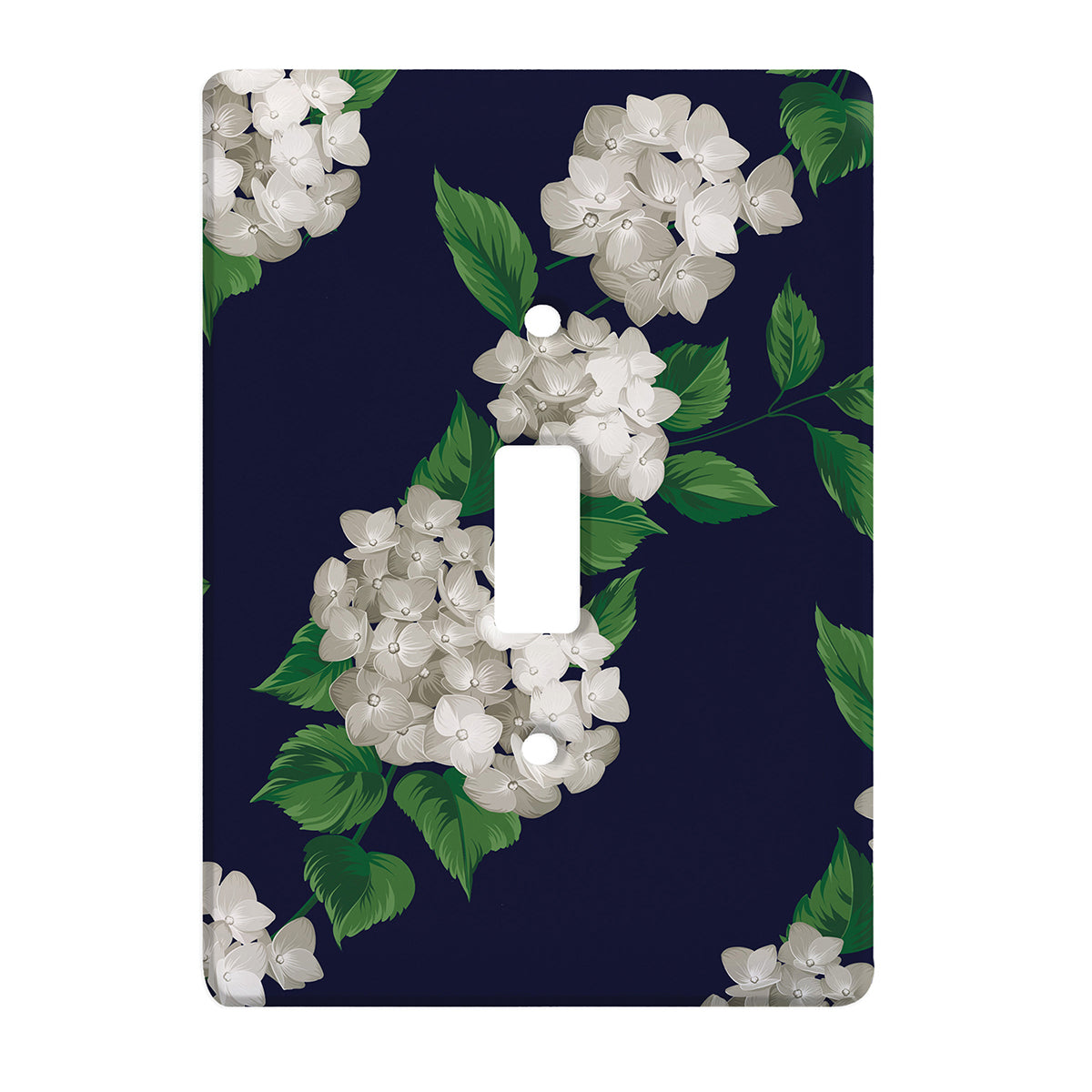 Navy & White Hydrangea Switchplate