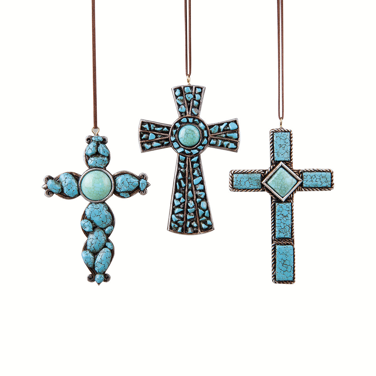 Turquoise Cross Ornament Set