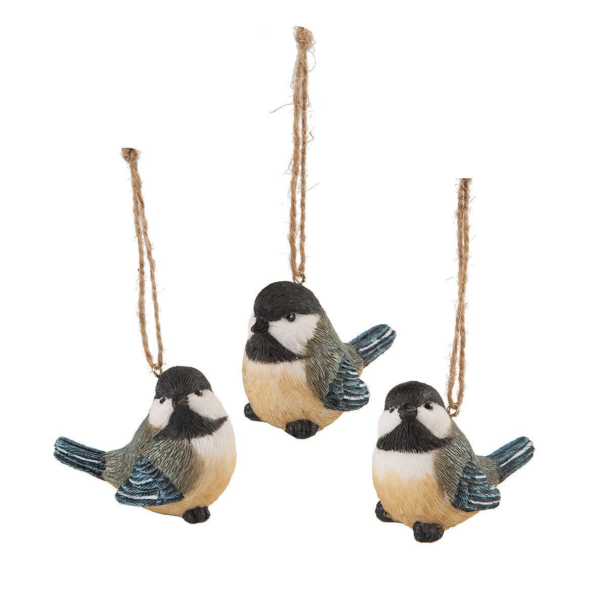 Chickadee Songbird Ornaments, Set of 3