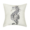 grey mosaic printed seahorse indoor outdoor pillow