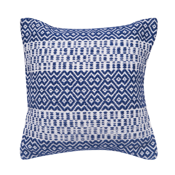 dark blue geometric pattern indoor outdoor pillow
