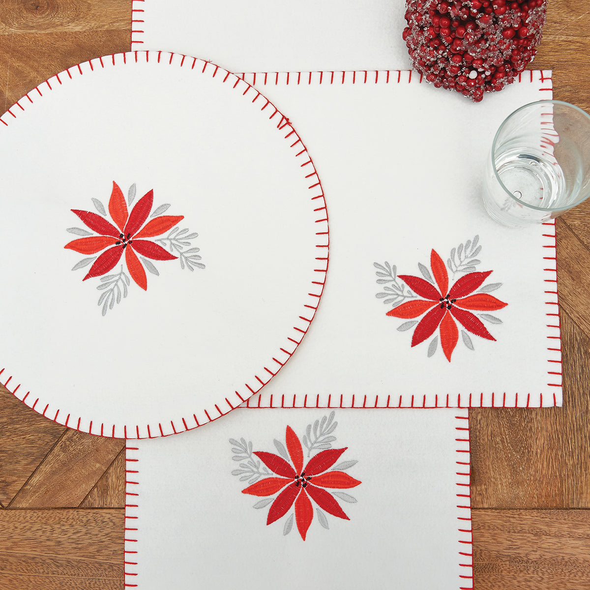Poinsettia Felt Table Linens