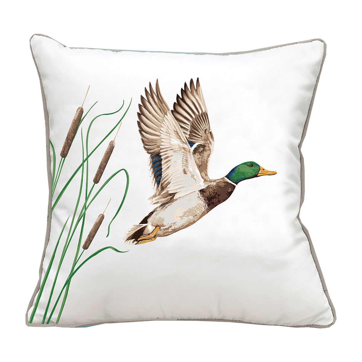 Mallard and Cattails Indoor Outdoor Pillow
