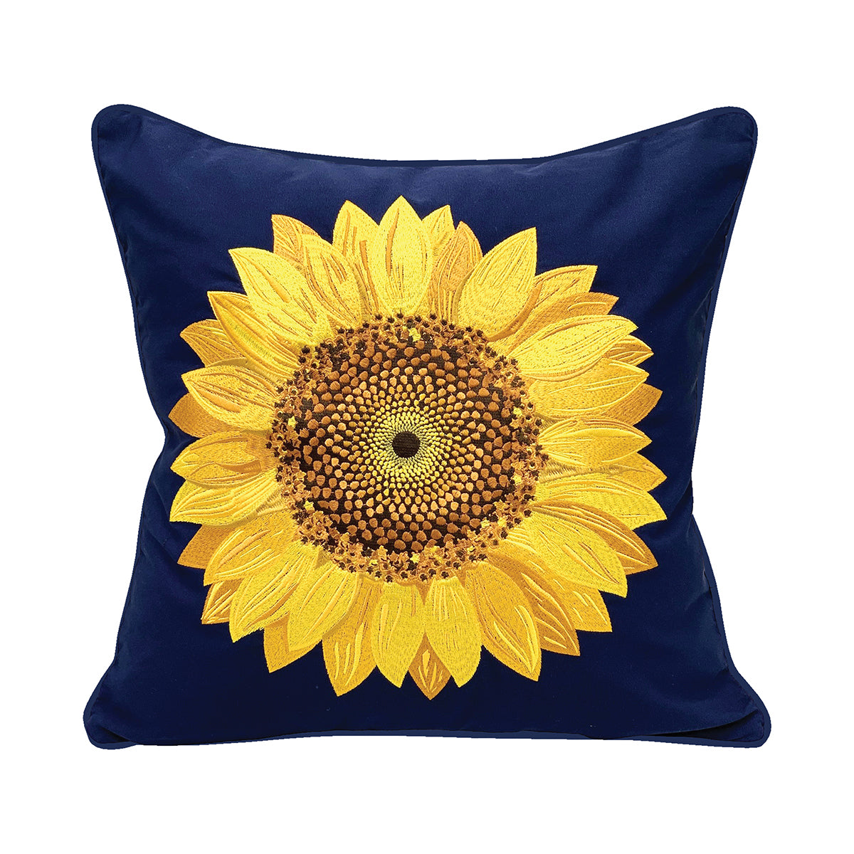 Navy Sunflower Indoor Outdoor Pillow