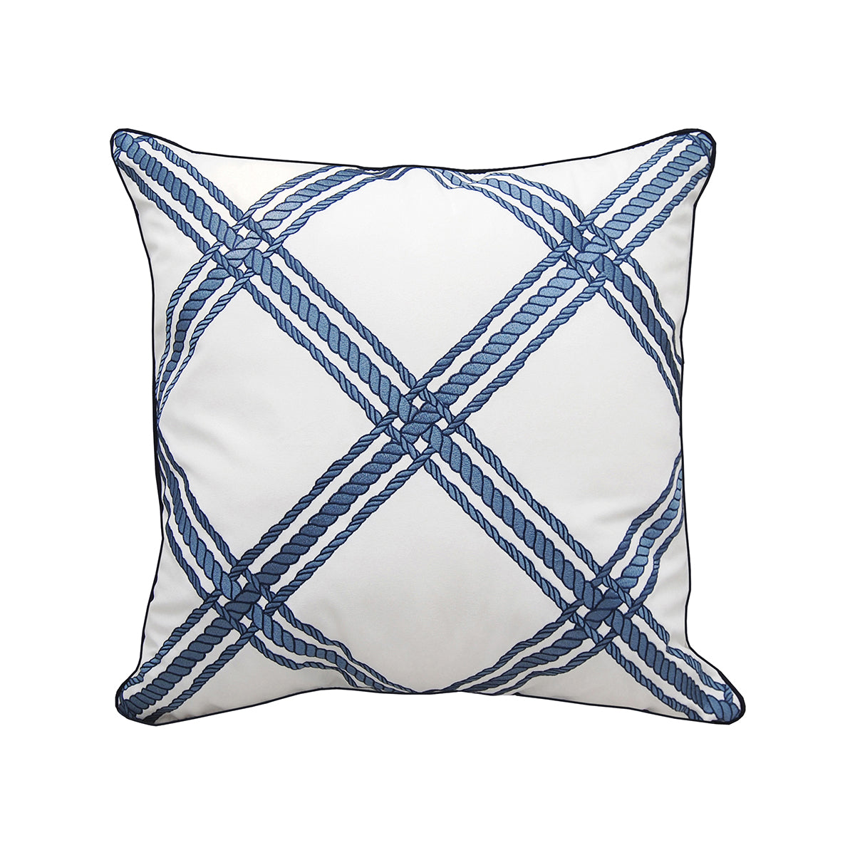 Rope Lattice White Indoor Outdoor Pillow