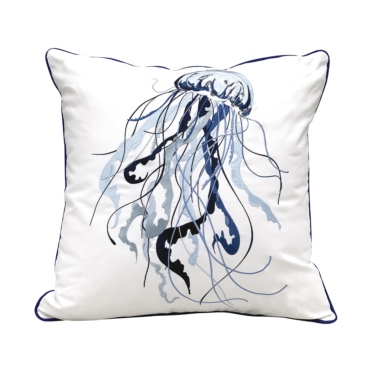 Blue Jellyfish Indoor Outdoor Pillow