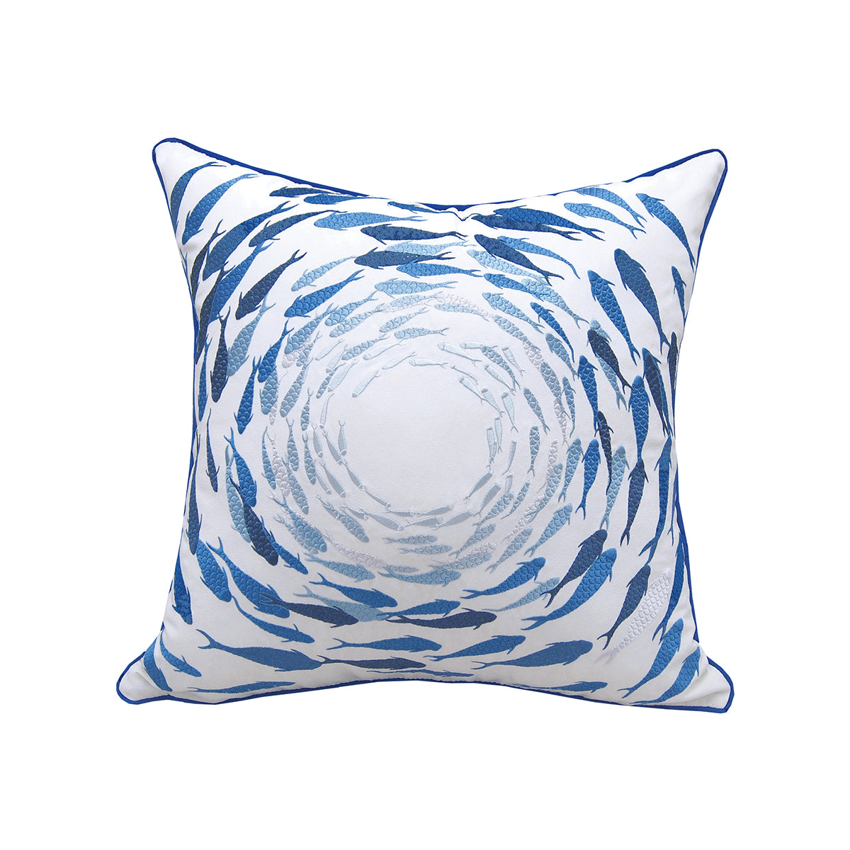 Azure Fish School Indoor Outdoor Pillow