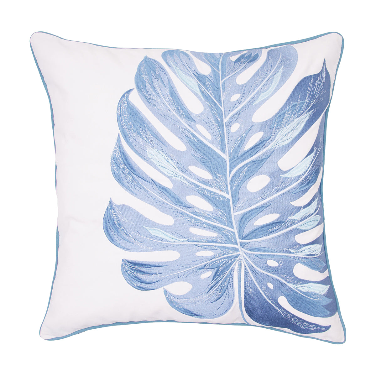 Blue Monstera Indoor Outdoor Pillow