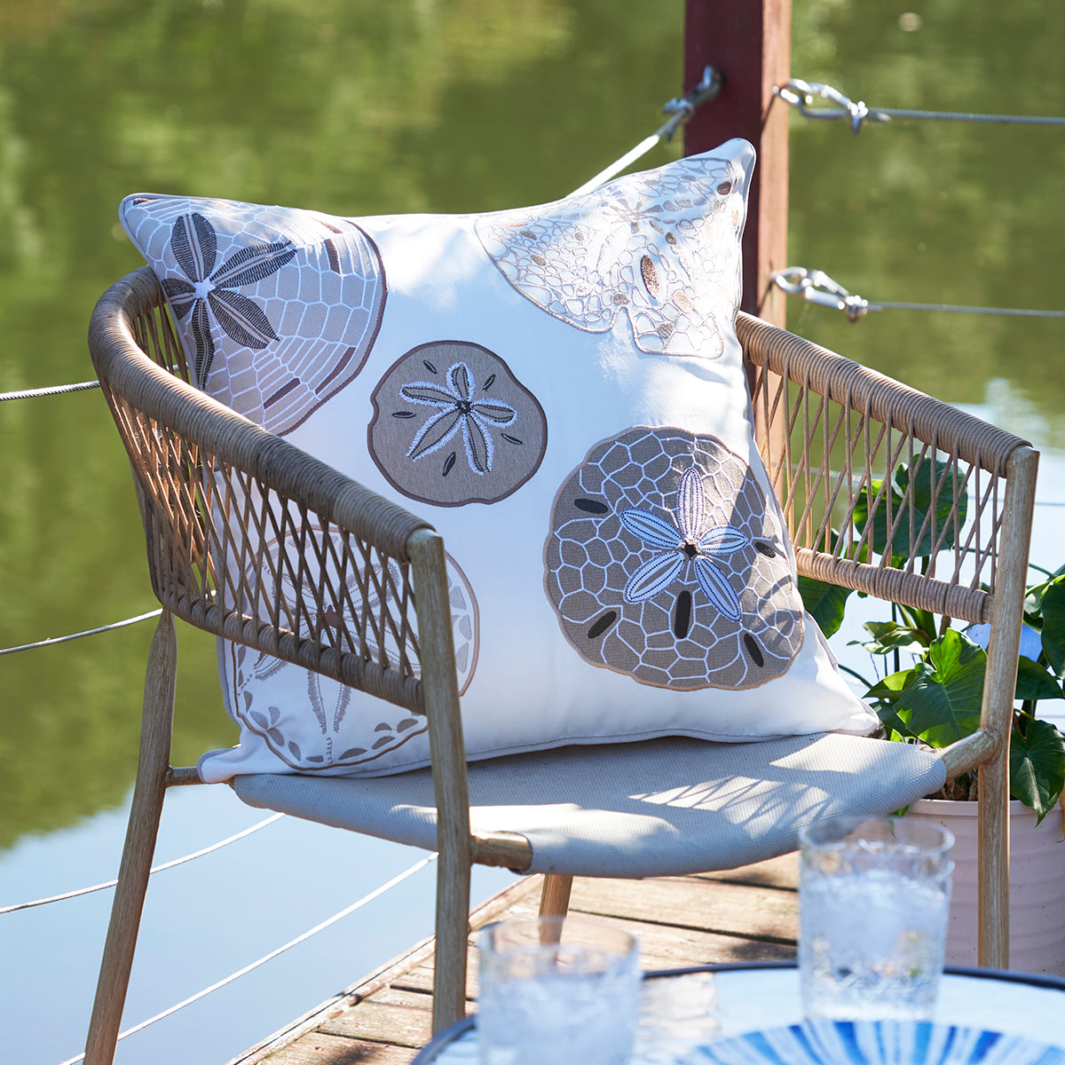 Neutral Sand Dollar Indoor Outdoor Pillow
