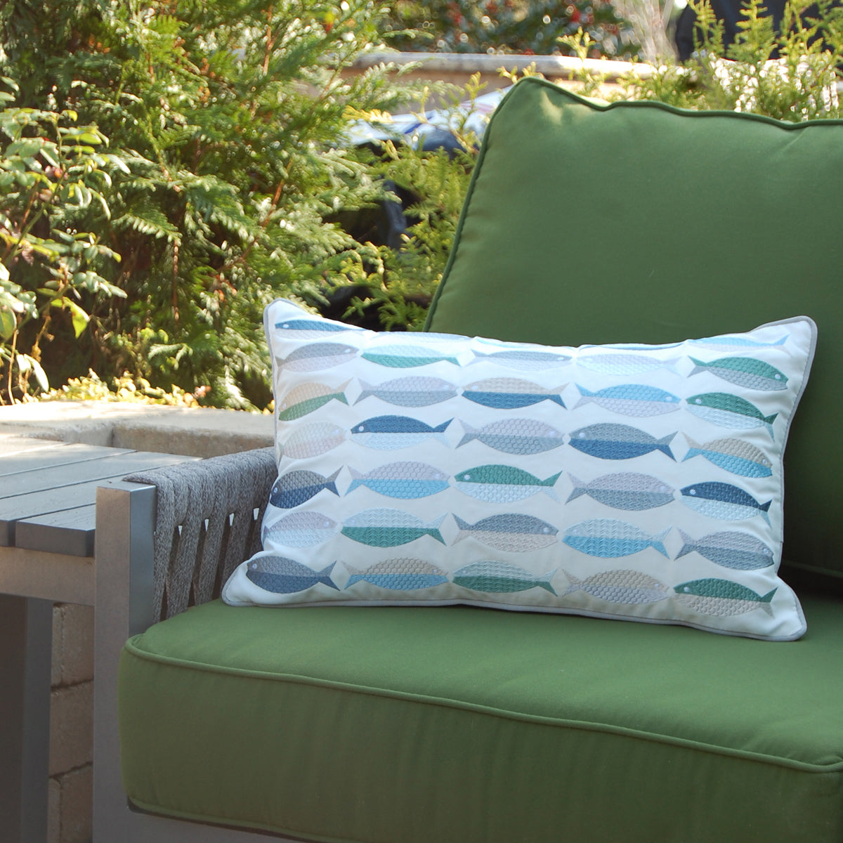 Fish Pattern Lumbar Indoor Outdoor Pillow