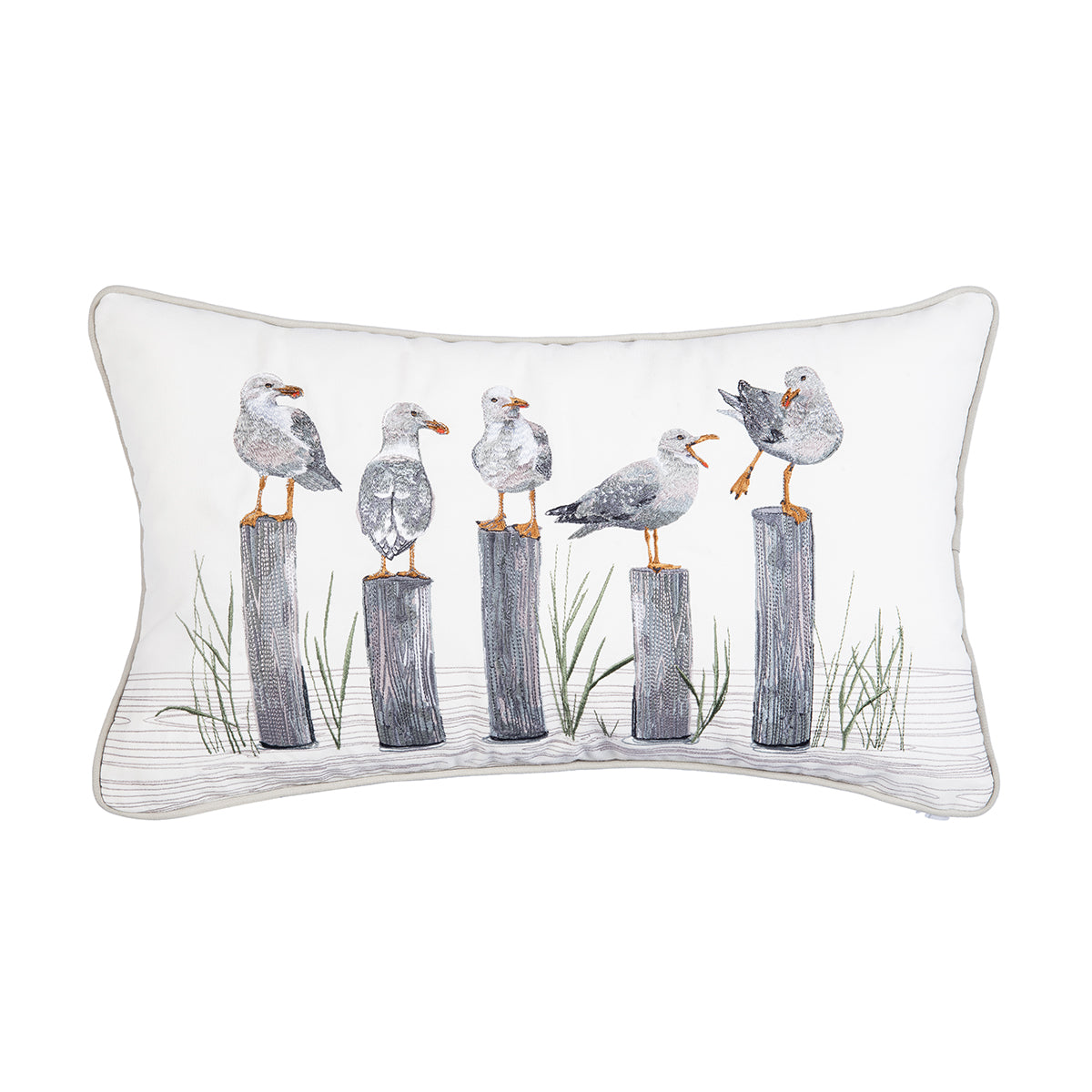 Gulls Just Wanna Have Fun Indoor Outdoor Lumbar Pillow