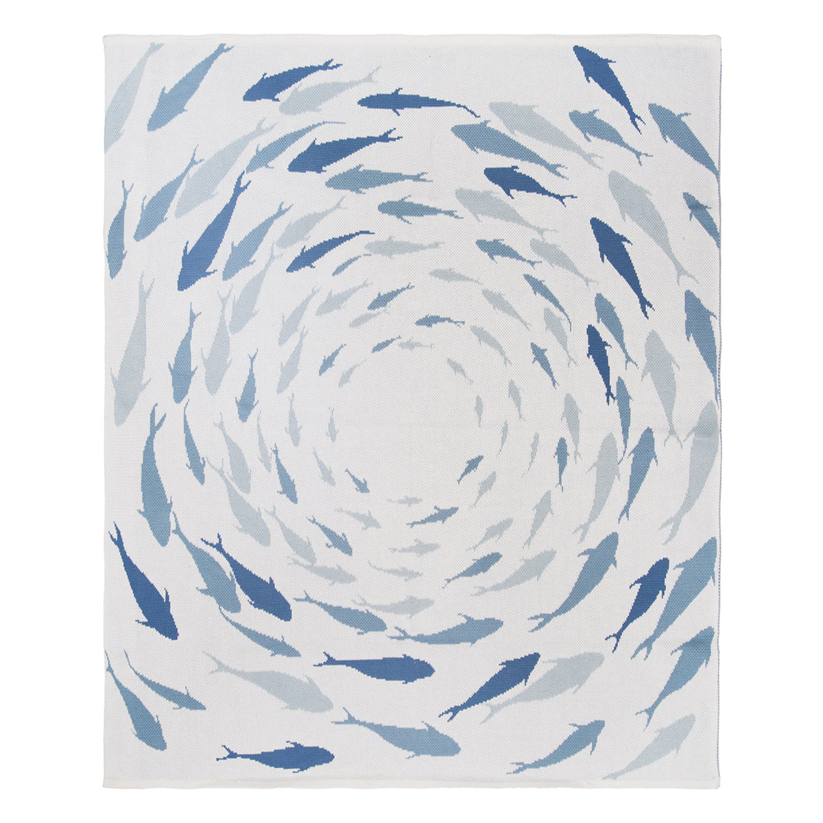 Azure Fish School Knit Indoor Outdoor Throw
