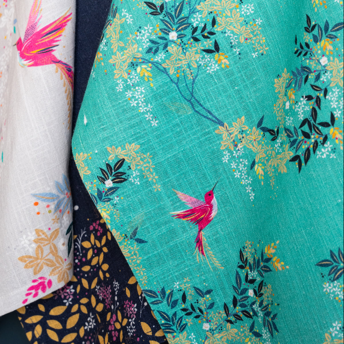 A chelsea teal screen printed towel.