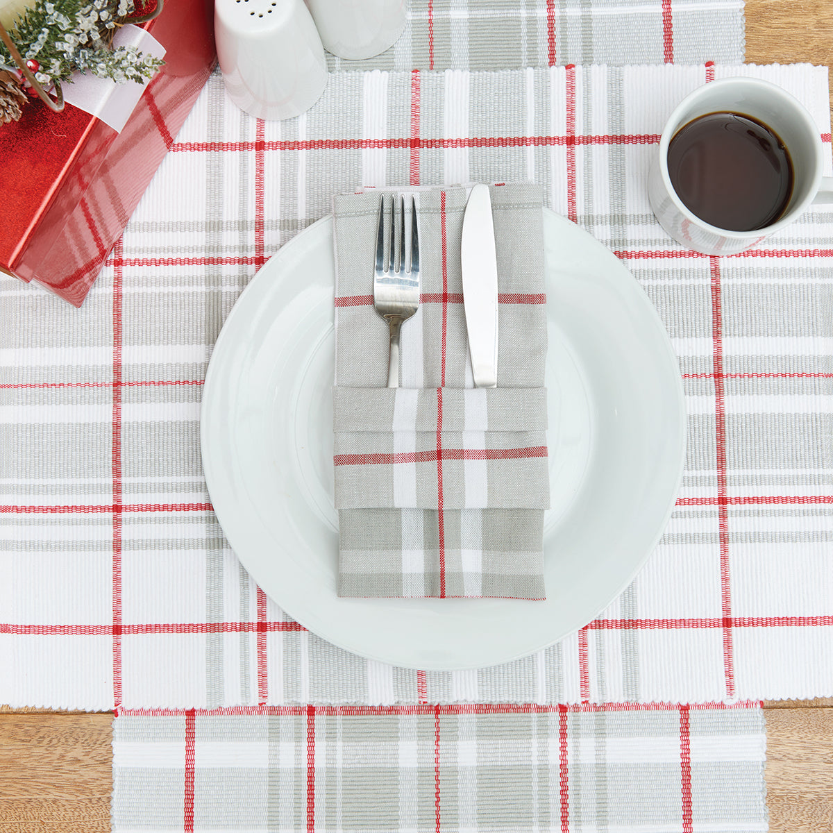 Sentiment Plaid Table Linens