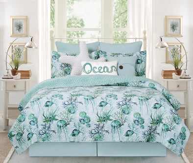 Shorecrest Quilt Set styled in a modern bedroom.