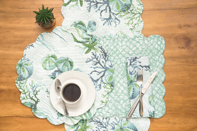 Shorecrest Quilted Table Linen collection styled together