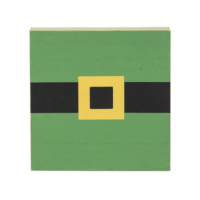green square with a black and gold belt in the middle