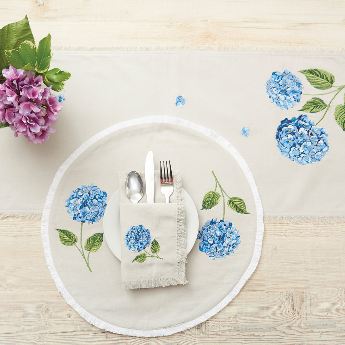 Summer Hydrangea Table Linens