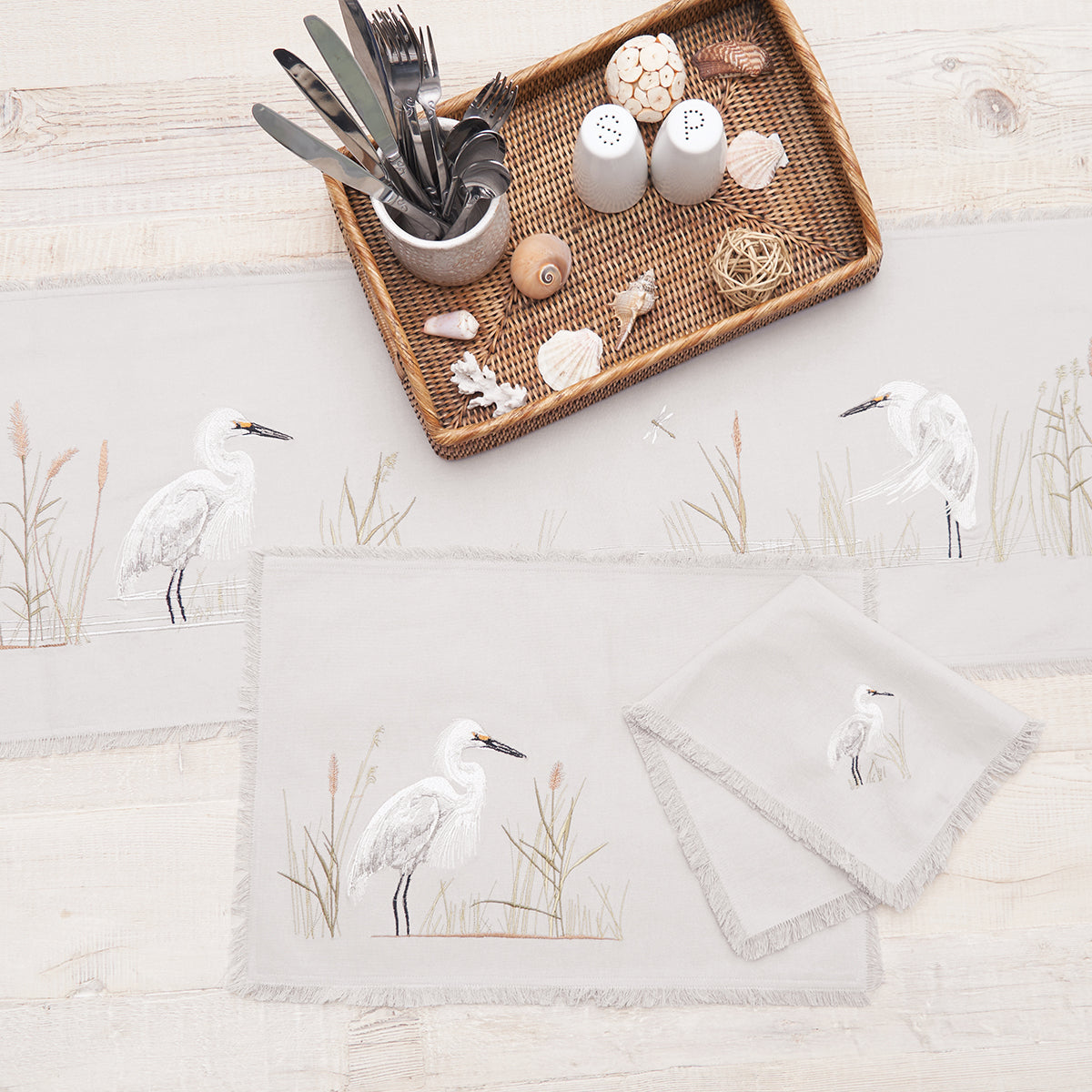White Egret Table Linens