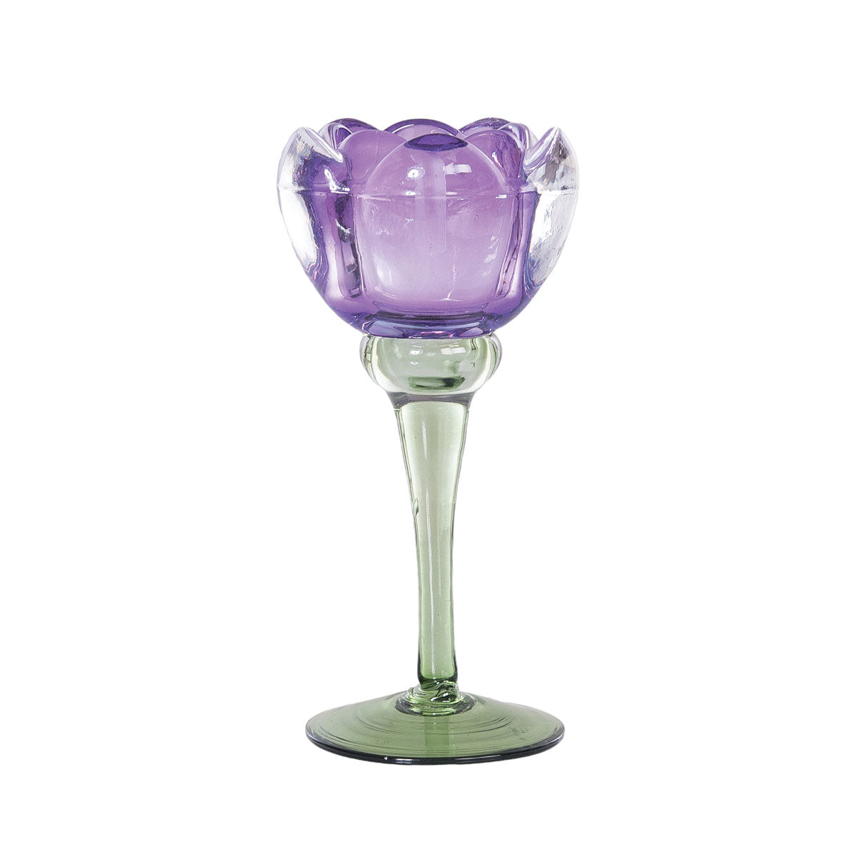 Purple Glass Flower Candle Holder