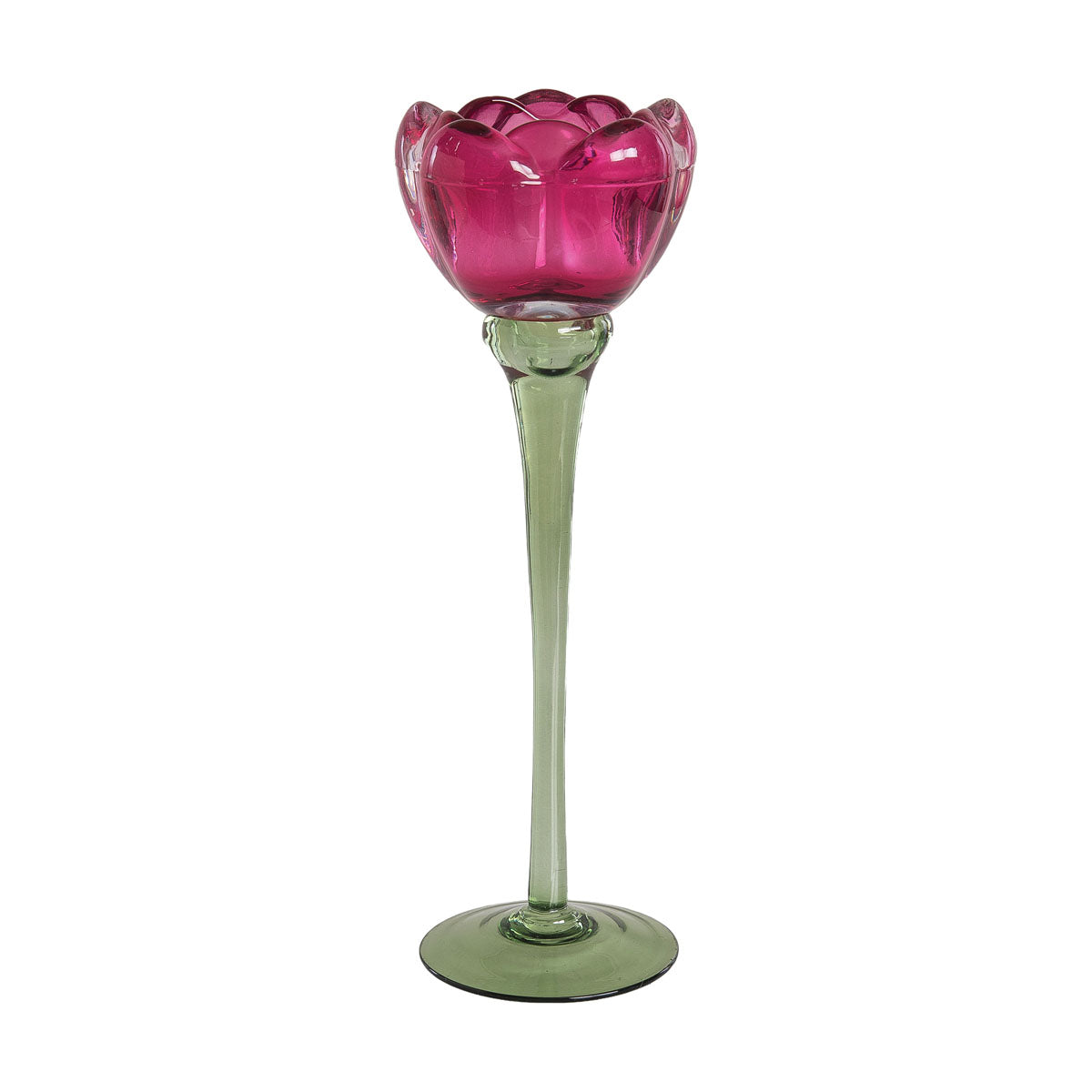 Red Glass Flower Candle Holder