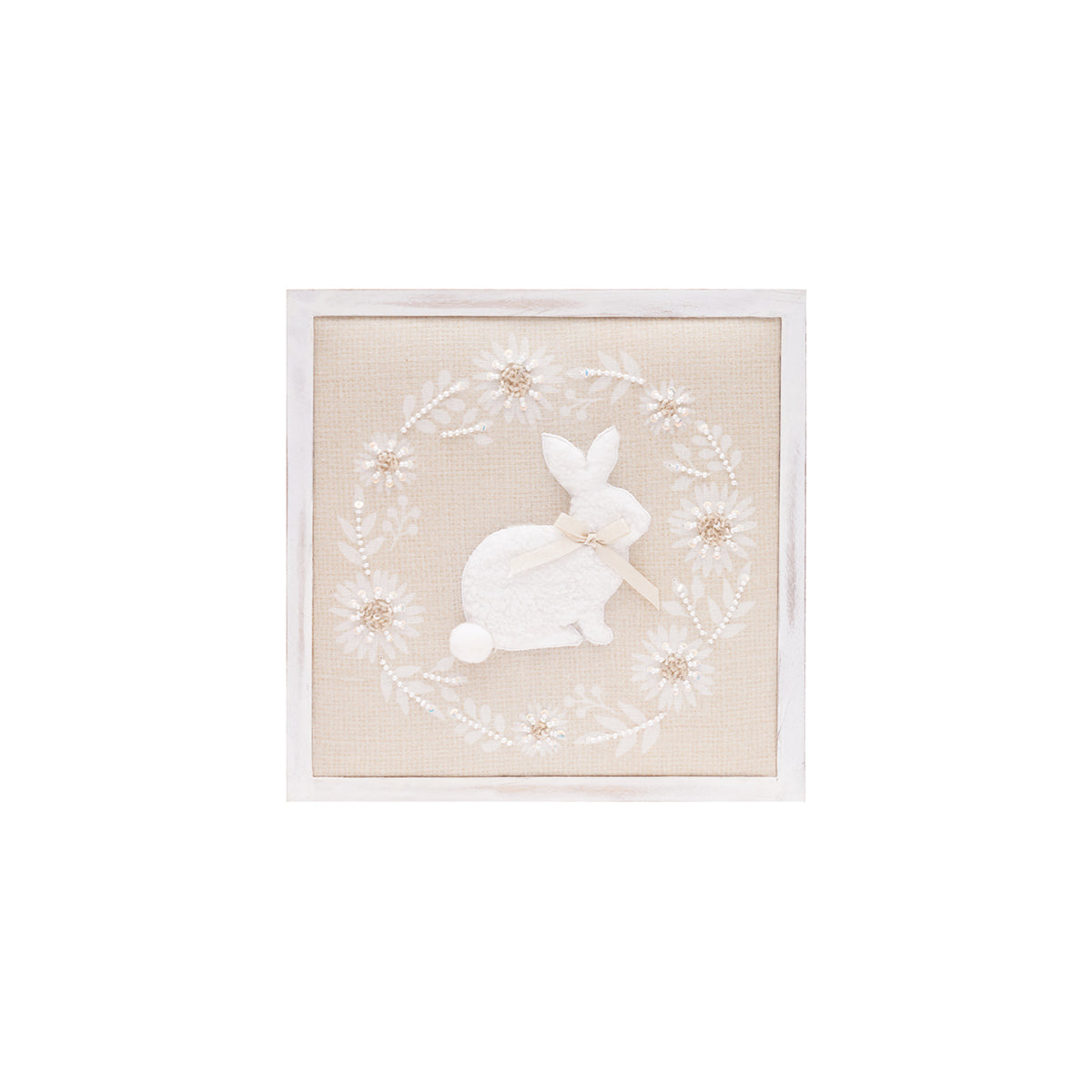 White Bunny Wreath Shadow Box