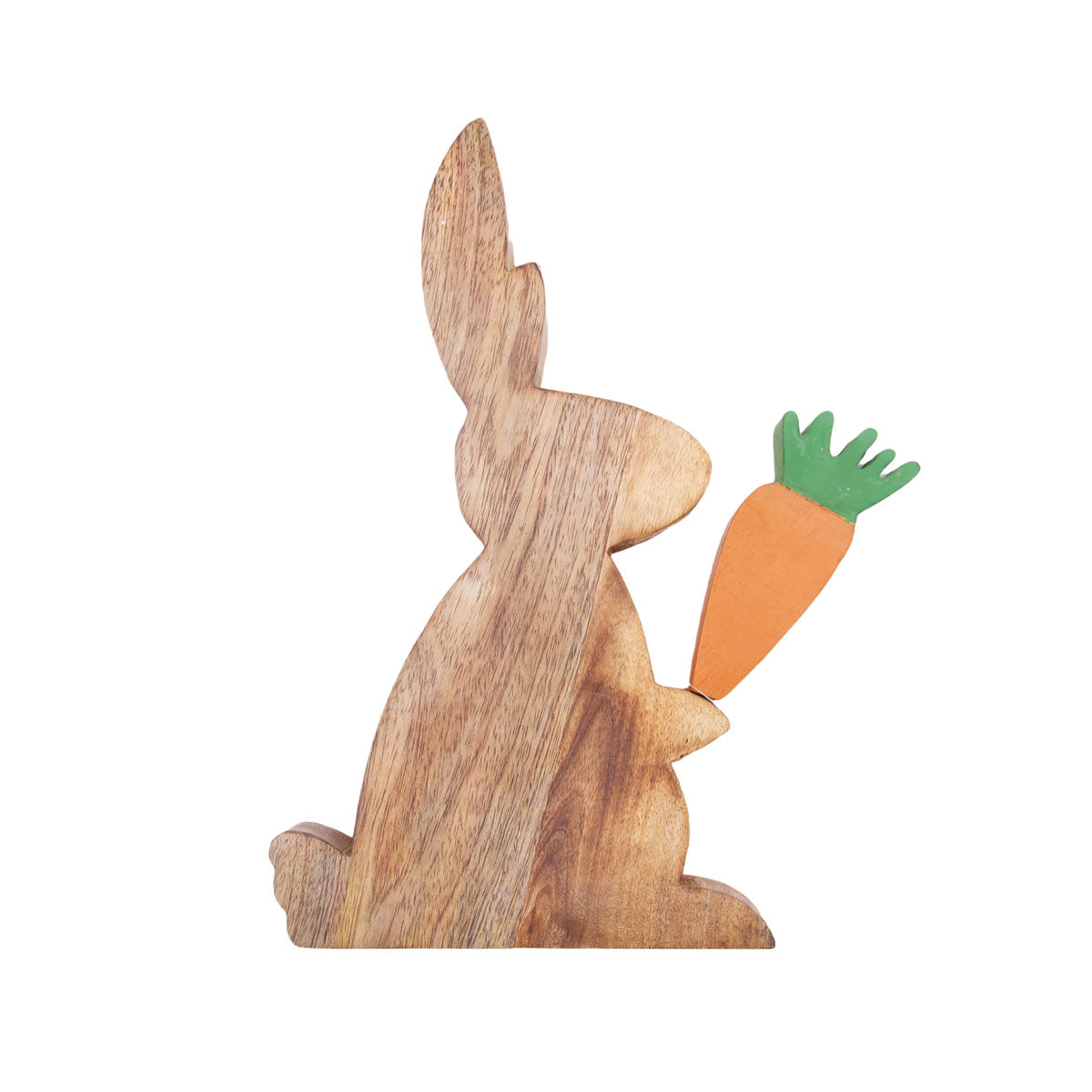 Large Wooden Bunny & Carrot Figure