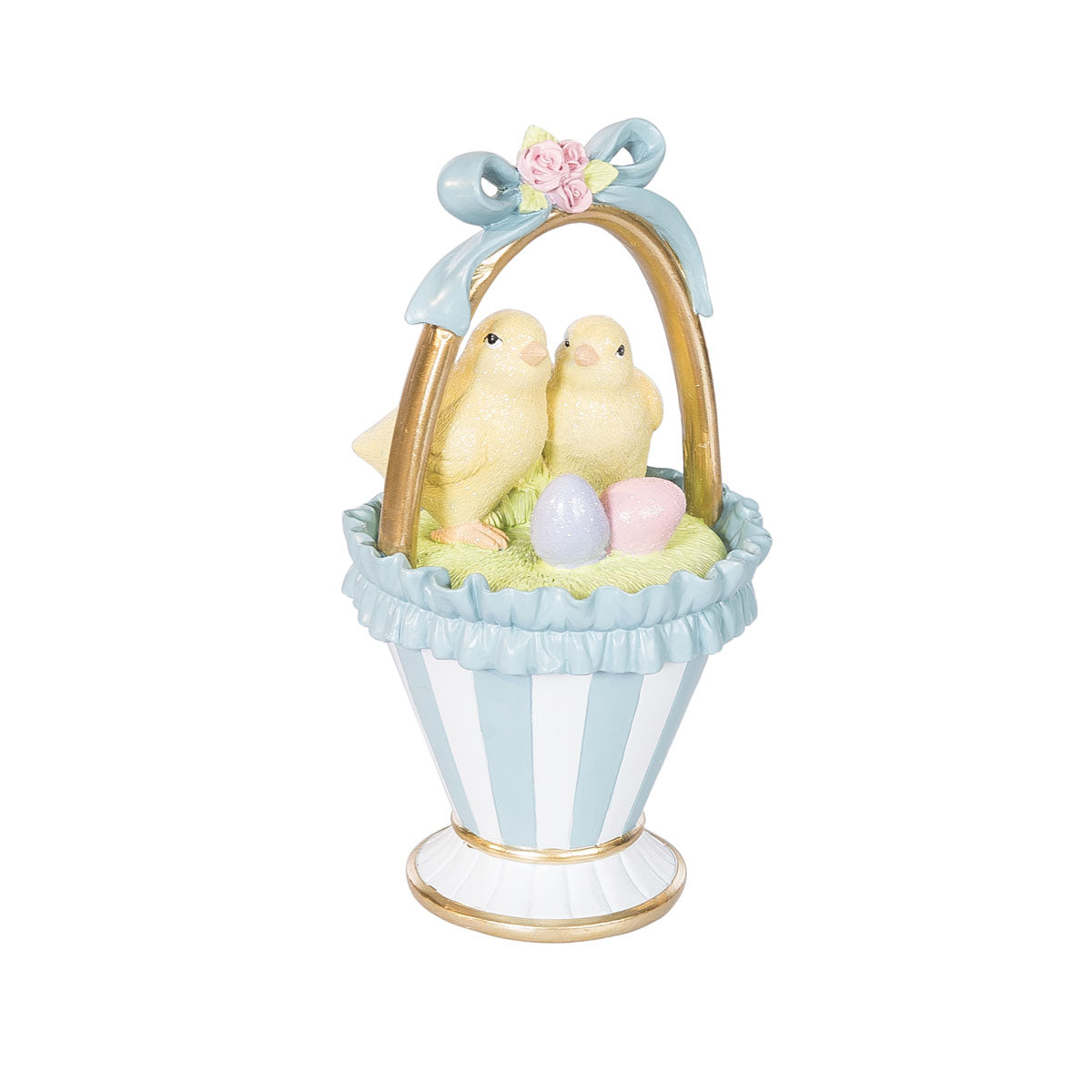 Large Vintage Easter Chicks Basket Figure