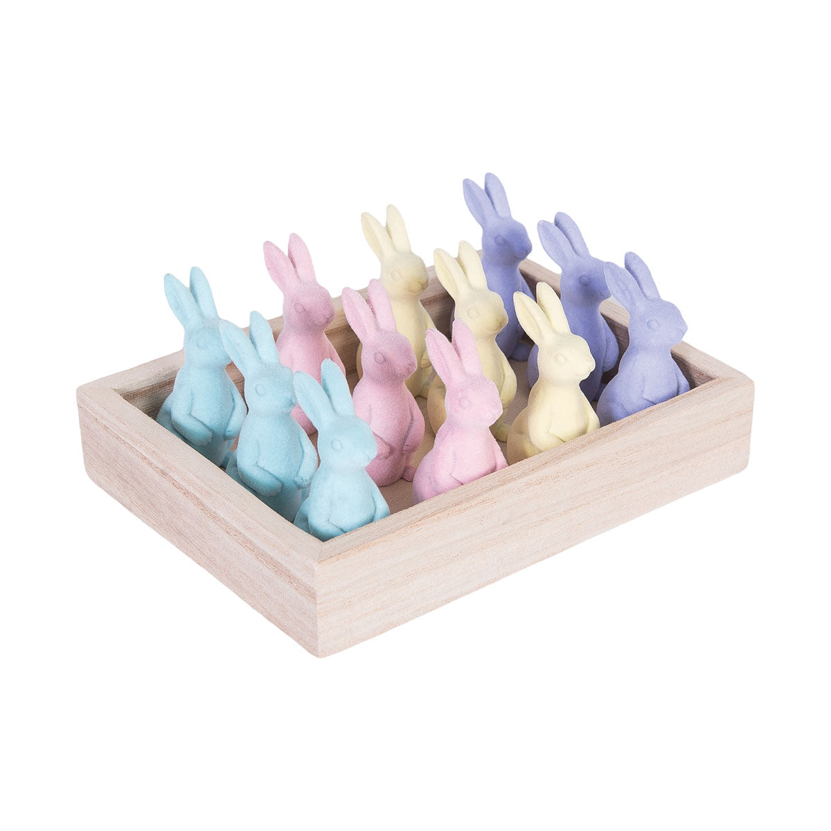 Flocked Color Bunnies In Box, Asst. of 12