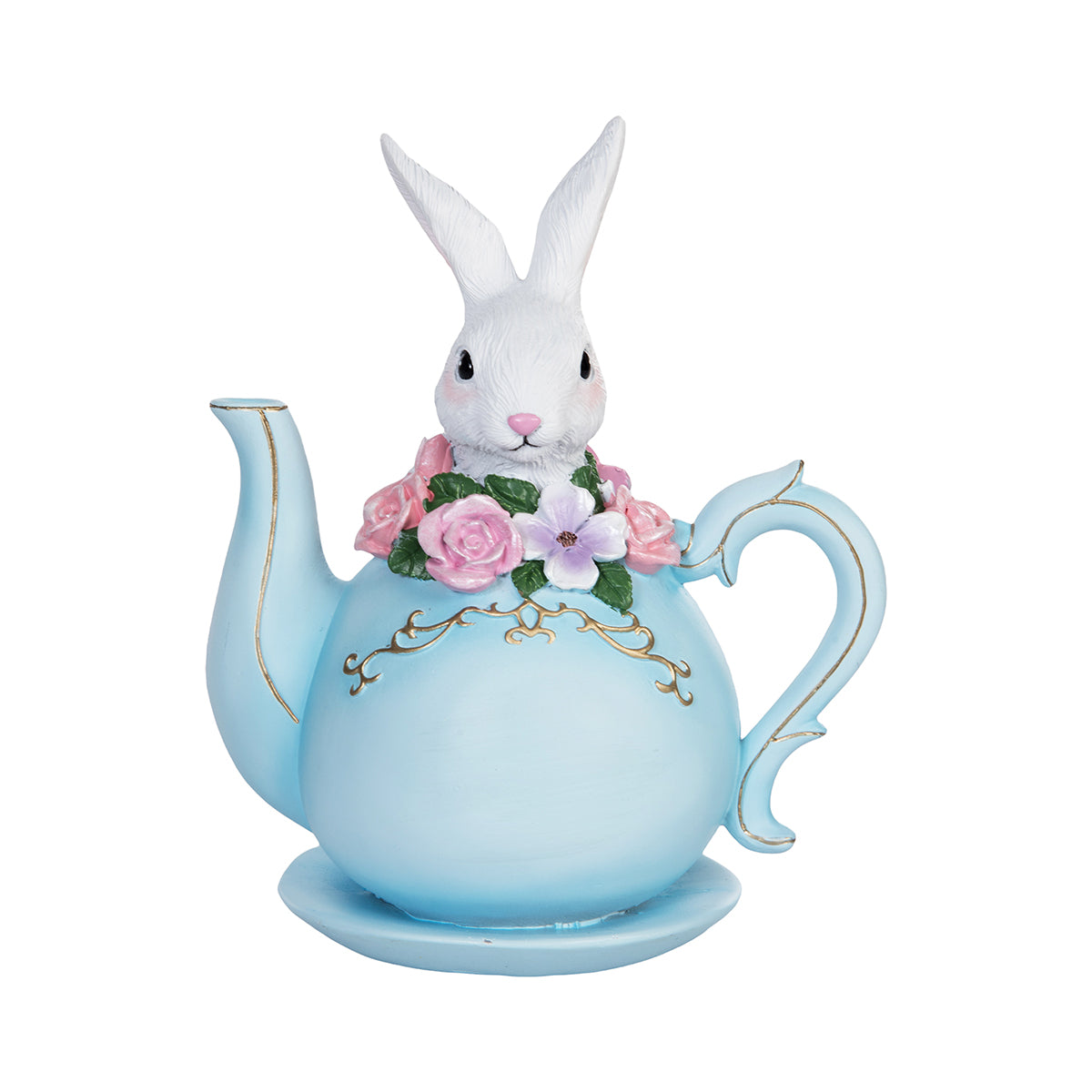 White Bunny In Teapot Figure
