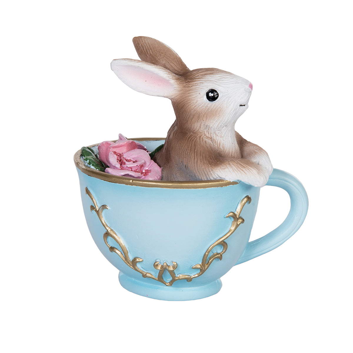 Brown Bunny In Teacup Figure