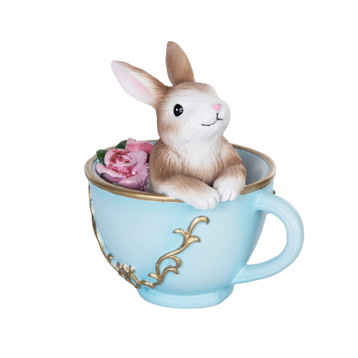 Brown Bunny In Teacup Figure