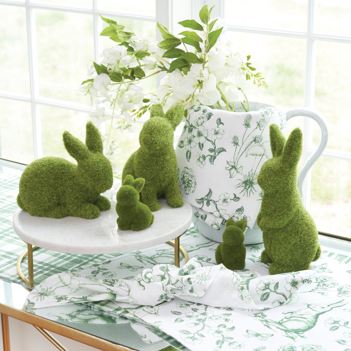 Flocked Standing Bunny Figurine