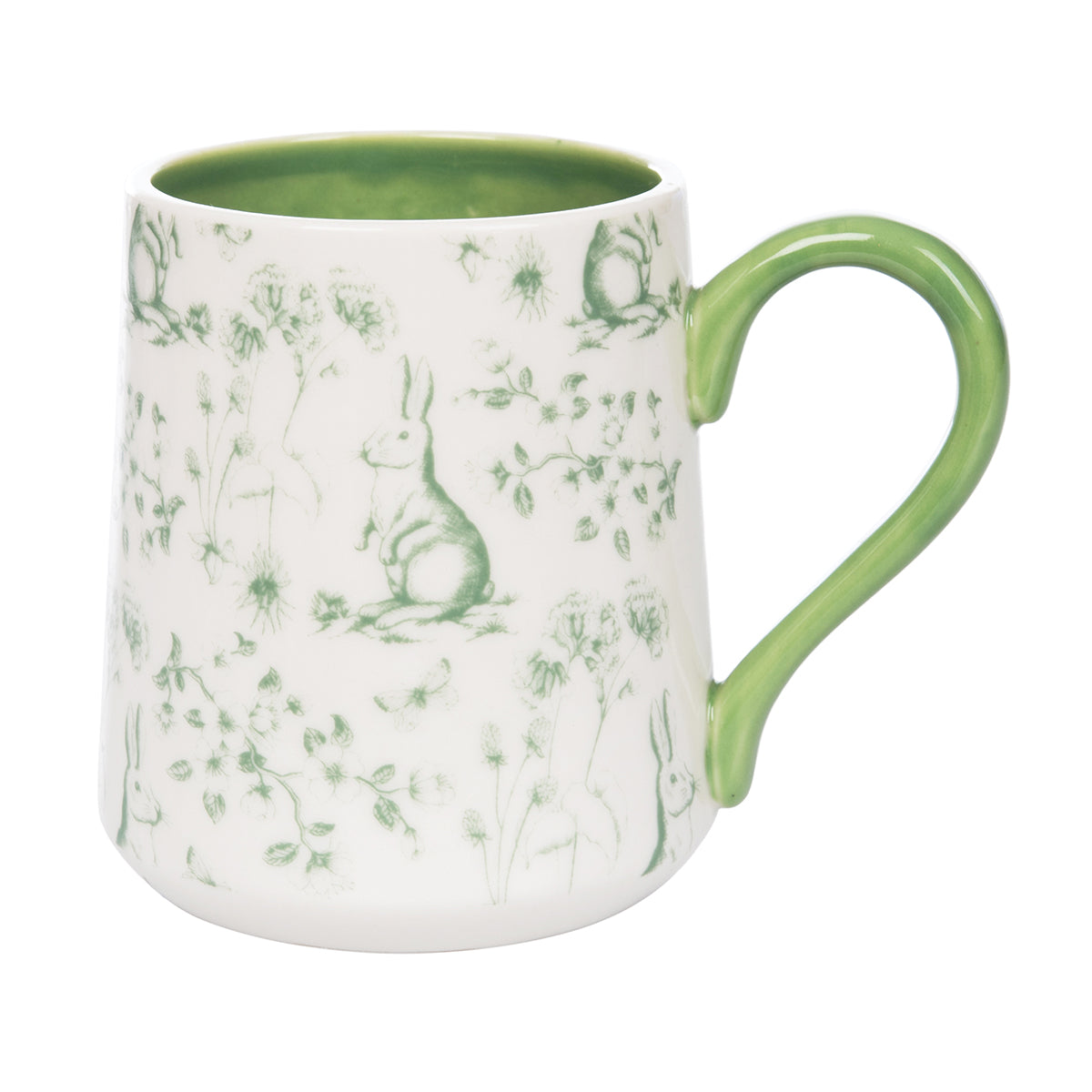 Green Rabbit Toile Ceramic Mug