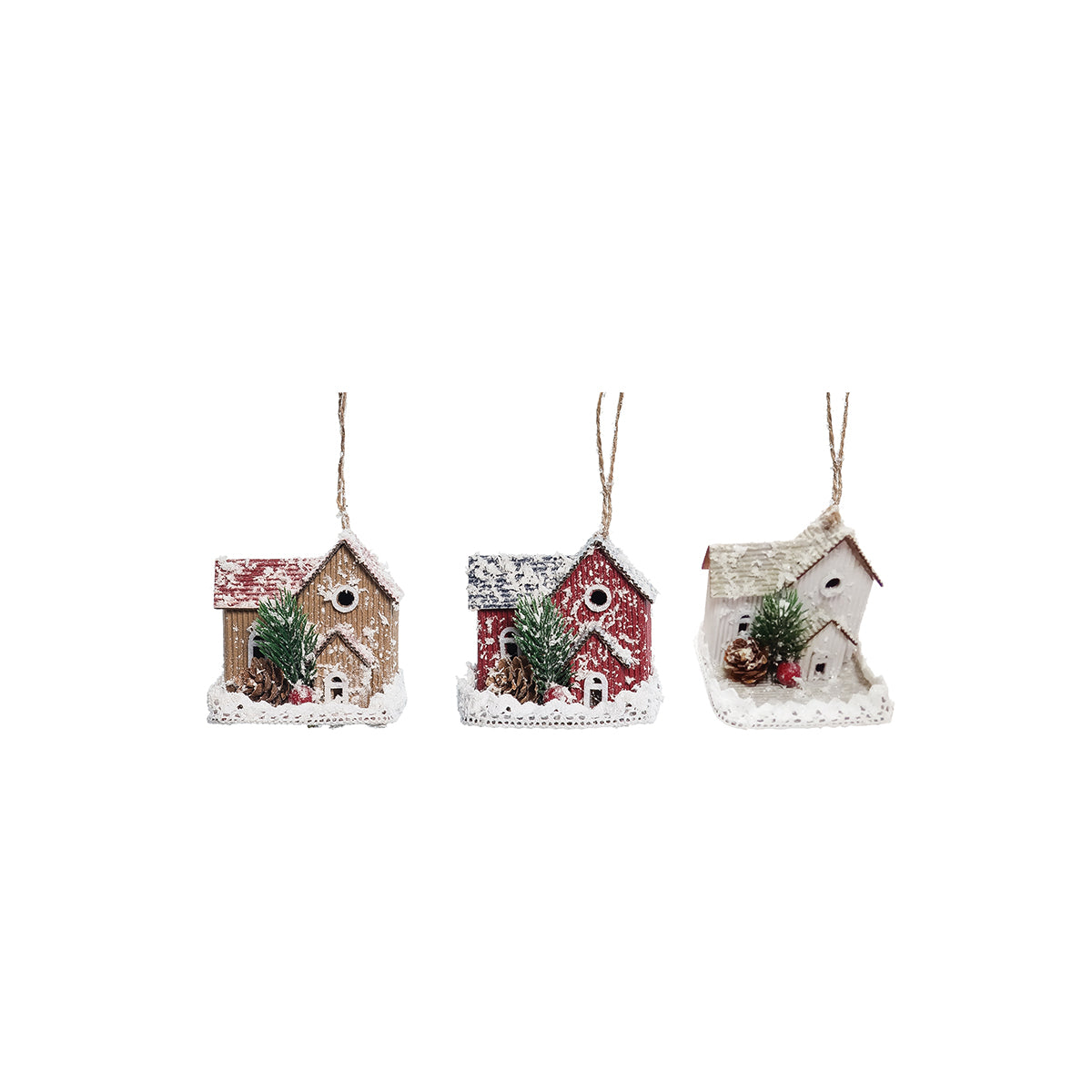 Snowy House Ornaments, Set of 3