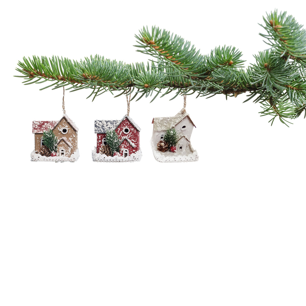 Snowy House Ornaments, Set of 3