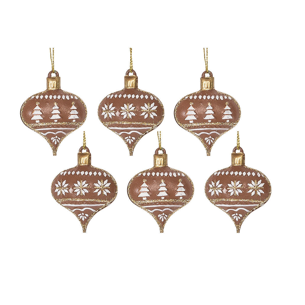 Brown Ornament, Set of 6