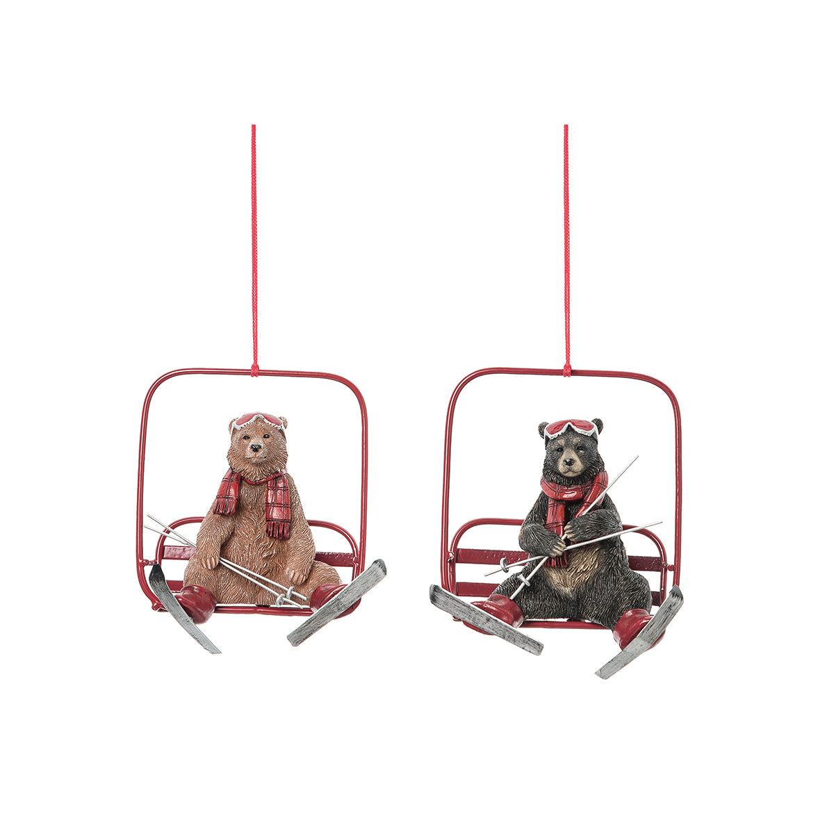 Bear Ski Lift Ornament Set