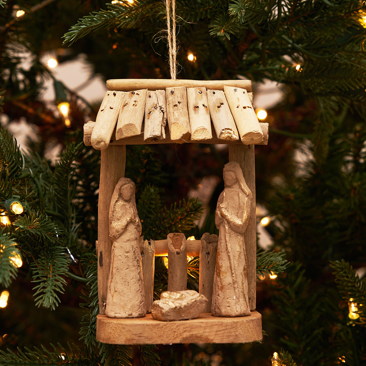 Driftwood Manger Ornament