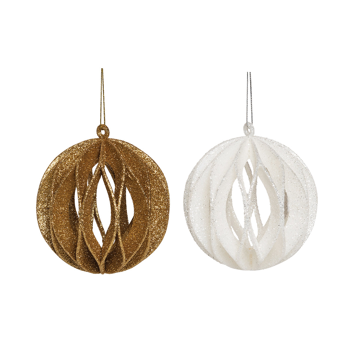 Glittered Ball Ornaments, Asst. of 2