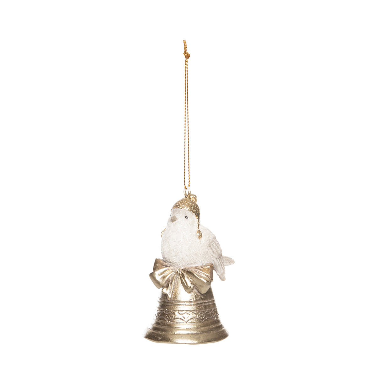 Champagne & White Bird Bell Ornament