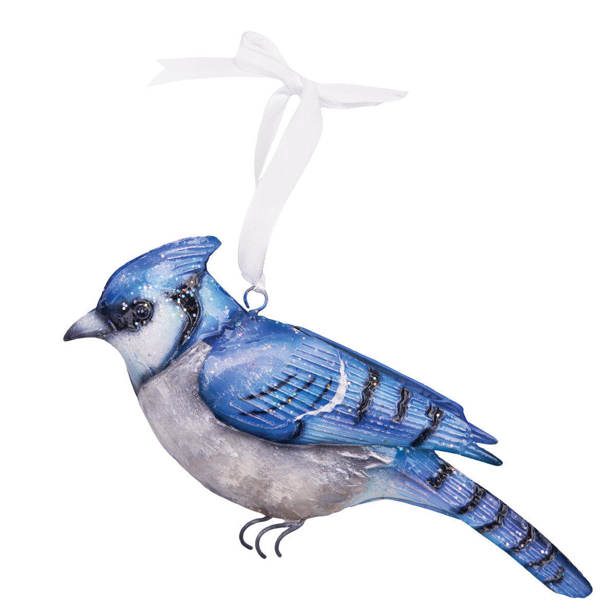 Metal & Capiz Blue Jay Ornament