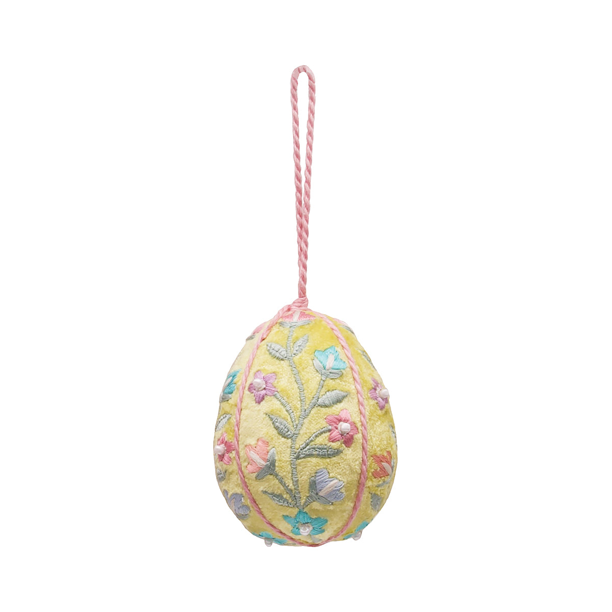 Yellow Vintage Velvet Egg Ornament