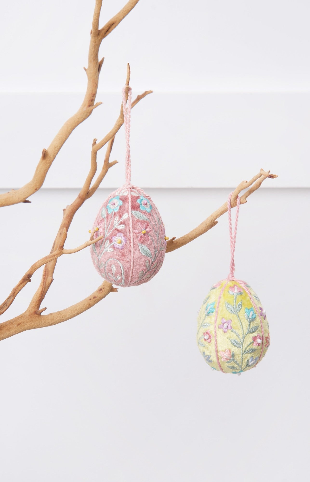 Yellow Vintage Velvet Egg Ornament